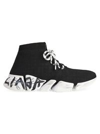 Women's Speed 2.0 Lace-Up Graffiti Recycled Knit Sneakers - Black - Size 12