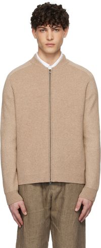 Sunspel Beige Double Faced Bomber Jacket