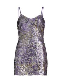 Women's Tanya Sequin-Embroidered Minidress - Maui Lilac Paisley Sequin - Size 6