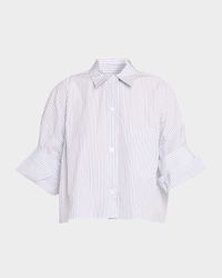 Next Ex Cropped Shirt in Micro Hairline Stripe
