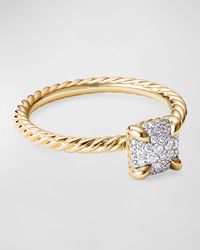 Chatelaine Ring in 18K Yellow Gold with Full Pave Diamonds, Size 8