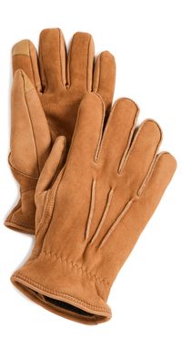UGG 3 Point Leather Gloves Chestnut M