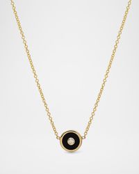 14K Yellow Gold Mini Onyx Compass Pendant Necklace
