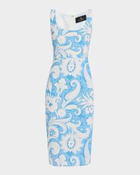 Summer Paisley Square-Neck Cady Dress