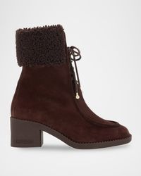 Hali 60 Suede Shearling-Collar Ankle Boots