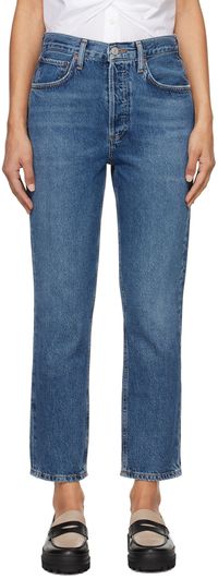 AGOLDE Blue Riley High Rise Straight Crop Jeans