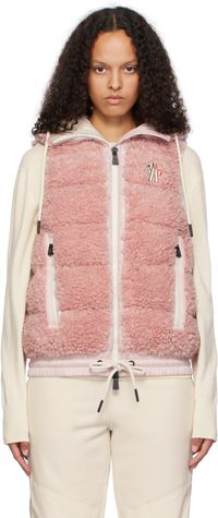Moncler Grenoble Pink Padded Teddy Zip-Up Down Vest