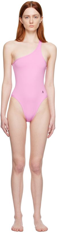 The Attico Pink Single-Shoulder One-Piece Swimsuit