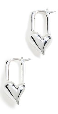 Jenny Bird Padlock Heart Huggies High Polish Silver One Size