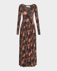 Amal Printed Long-Sleeve Jersey Maxi Dress