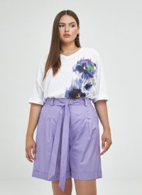 Mat Fashion - Bermuda droit ceinturé en popeline de coton - Taille 50 - Violet