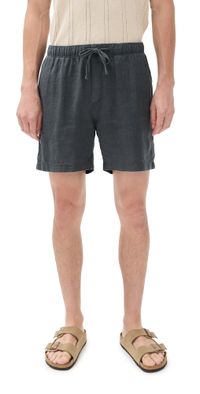Faherty Essential Linen Shorts 6.5 Washed Black L