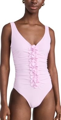 Karla Colletto Tess V Neck Silent Underwire One Piece Pale Pink 16