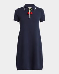 Crochet Cherry Short-Sleeve Polo Mini Dress