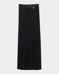 Bar Pleated Maxi Skirt With Belt