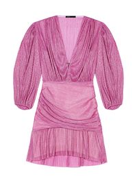 Women's Short Lamé Dress - Fuchsia Pink - Size 10