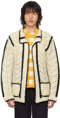 HARAGO Off-White Scalloped Cardigan