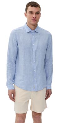 Onia Linen Slim Fit Shirt Oxford Blue M