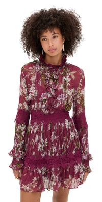 PatBO Delicata Flutter Mini Dress Dark Red 6