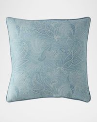 Calathea Embroidered Pillow with Cord, 24" Square