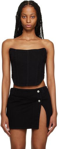 Magda Butrym Black Paneled Denim Corset