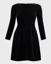 Cinched Stretch Velvet Mini Dress