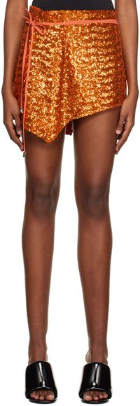 The Attico Orange Sequinned Miniskirt