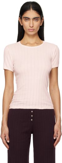 LESET Pink Pointelle Slim Fit T-shirt