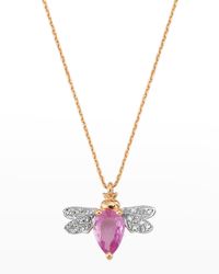 Diamond and Pink Sapphire Bee Necklace