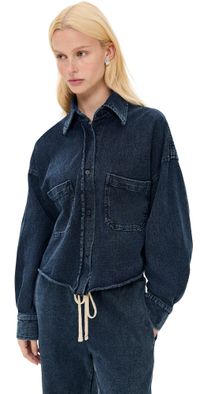 Les Tien Coopa Oversized Crop Button Up Vintage Indigo L