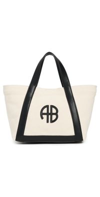 ANINE BING Small Cara Tote Natural Canvas w/ Black One Size