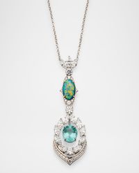 Platinum Diamond, Paraiba Tourmaline, and Black Opal Necklace