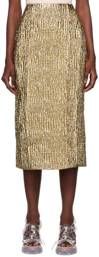 Simone Rocha Gold Pinched Seams Midi Skirt