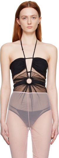 Nensi Dojaka Black Gathered Bodysuit