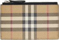 Burberry Beige & Black Check Card Holder