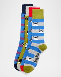 Men's Dog Pattern 4-Pack Crew Socks, Boxed Gift Set