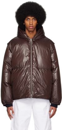 Jil Sander Blouson brun rembourré en duvet exclusif à SSENSE