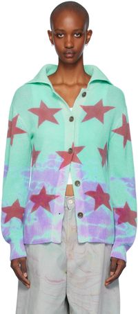 The Elder Statesman Blue Star Dye Collar Cardigan