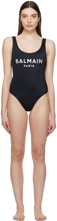 Balmain Black Embroidered Swimsuit