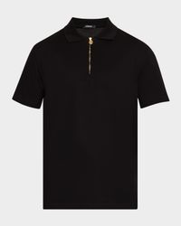 Men's Medusa Zip Pique Polo Shirt