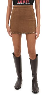 Moon River Moon Stud Detail Mini Skirt Camel L
