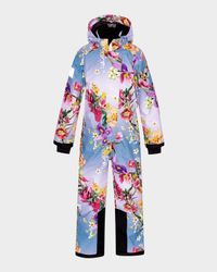 Girl's Hux Floral-Print Snowsuit, Size 8-12