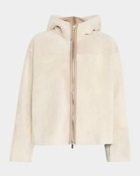 James Hooded Zip Shearling Jacket