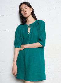Maison 123 - Robe courte en lin - Taille XL - Bleu