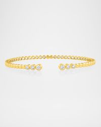 18K Yellow Gold Six-Stone Graduated Diamond Open Bangle Bracelet