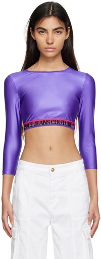 Versace Jeans Couture Purple Jacquard Long Sleeve T-Shirt