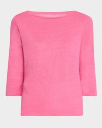 Boat-Neck 3/4-Sleeve Semi-Relaxed Tee