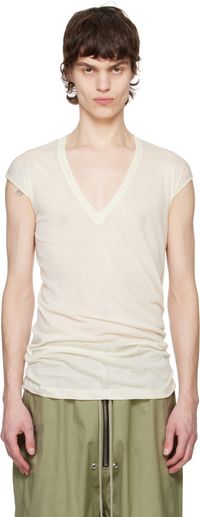 Rick Owens T-shirt blanc cassé à col en V plongeant - Hollywood