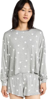 Honeydew Intimates All American Jersey Shortie Set Heather Grey Hearts S