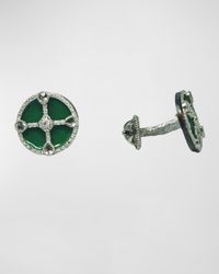 Men's Diamond and White Sapphire Enamel Cufflinks